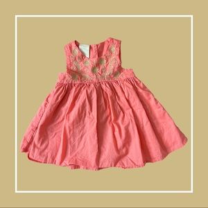 Salmon Pink Gold Embroidered Dress—12m